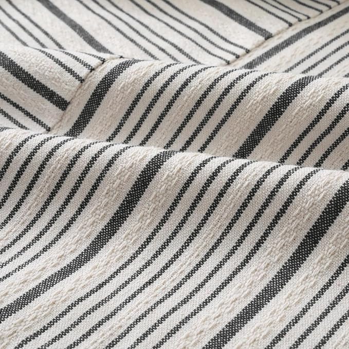 DWR Striped 3D Textured Weave Throw Pillow Covers 20x20 Set of 2, Polyester - Image 3