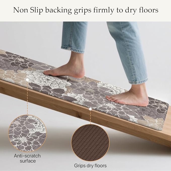 GENIMO Kitchen Mats for Floor 2PCS, Cushioned Anti Fatigue Kitchen Rugs Floral - Image 4