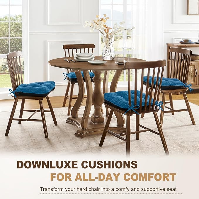 downluxe Indoor Chair Cushions for Dining Chairs, Tufted Overstuffed Textured - Image 6