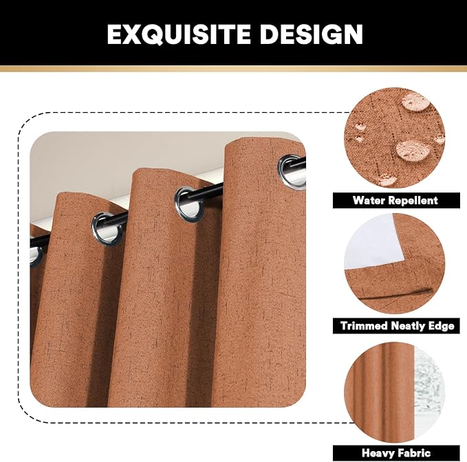 PrinceDeco Blackout Curtains for Sliding Glass Doors 100% Blackout Room Divider - Image 6