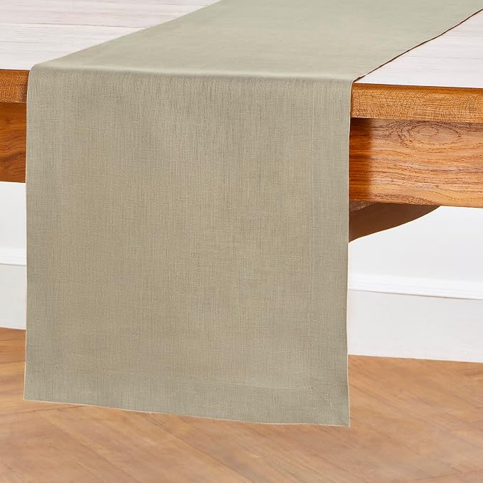 Solino Home Linen Vintage Khaki Table Runner 108 Inches Long - Image 2