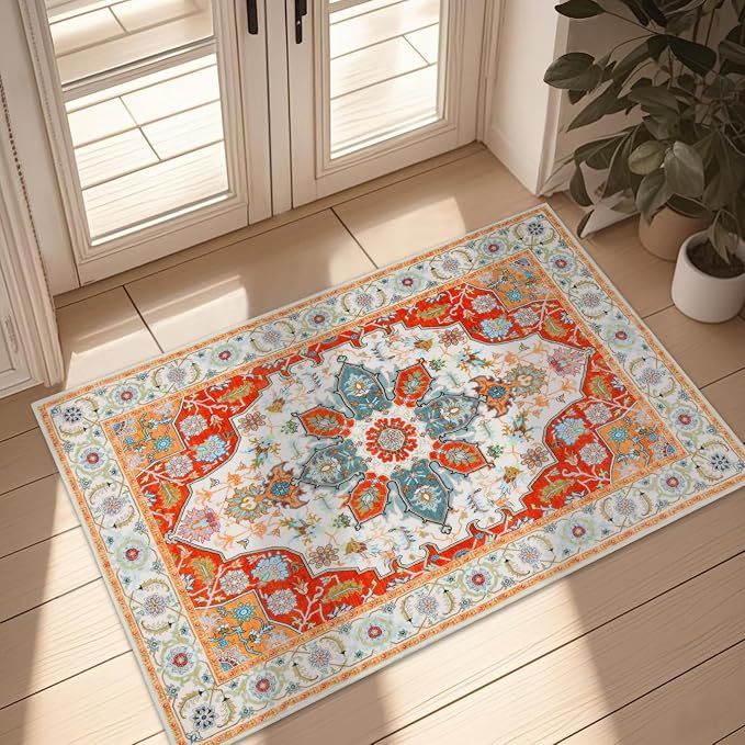 WILLSUN Washable Area Rugs, 2x3 Non-Slip Boho Small Area Rugs by Embracethewarmthofhome
