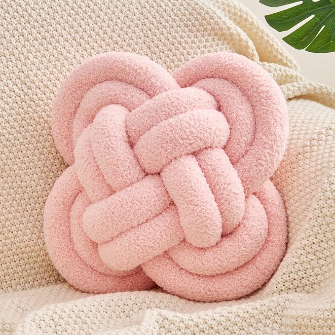 Xiashrk Knot Pillow Ball, Hot Pink Knotted Plush Throw Pillow Home Couch Decor by Xiashrk