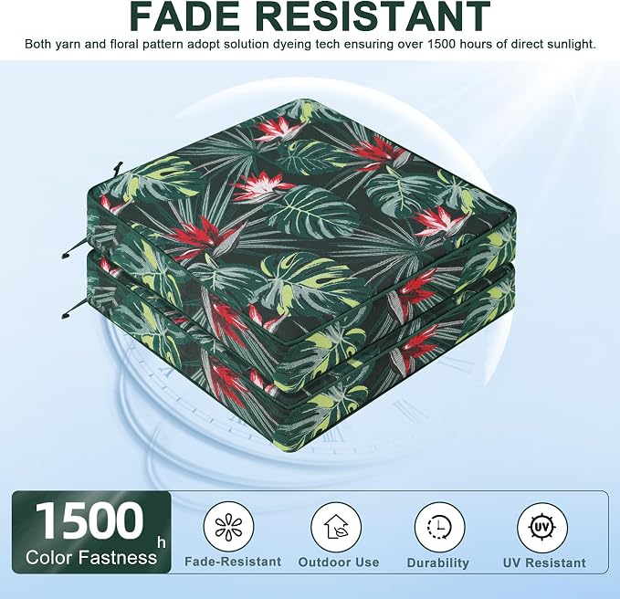 Favoyard Outdoor Chair Cushion 22 x 22 x 3 In Waterproof Pattern Fade Resistant - Image 3