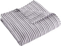Levtex Home - Tobago Stripe Charcoal - Quilted Throw - 50x60in. - White by LevtexHome