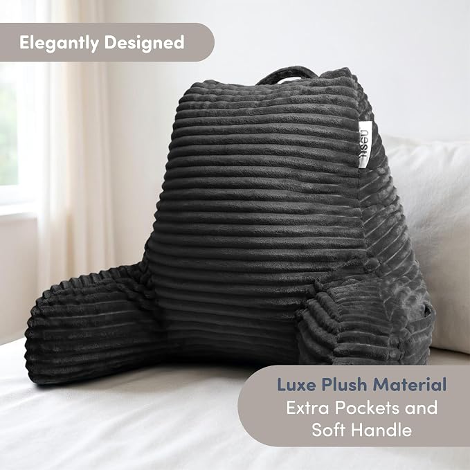 Nestl Reading Pillow with Shredded Memory Foam, Luxe Cut Plush Back Pillow - Image 3