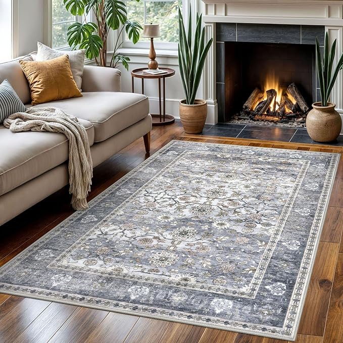 KUTA Washable Rug 4x6 Area Rug, Vintage Rug Indoor - Image 2