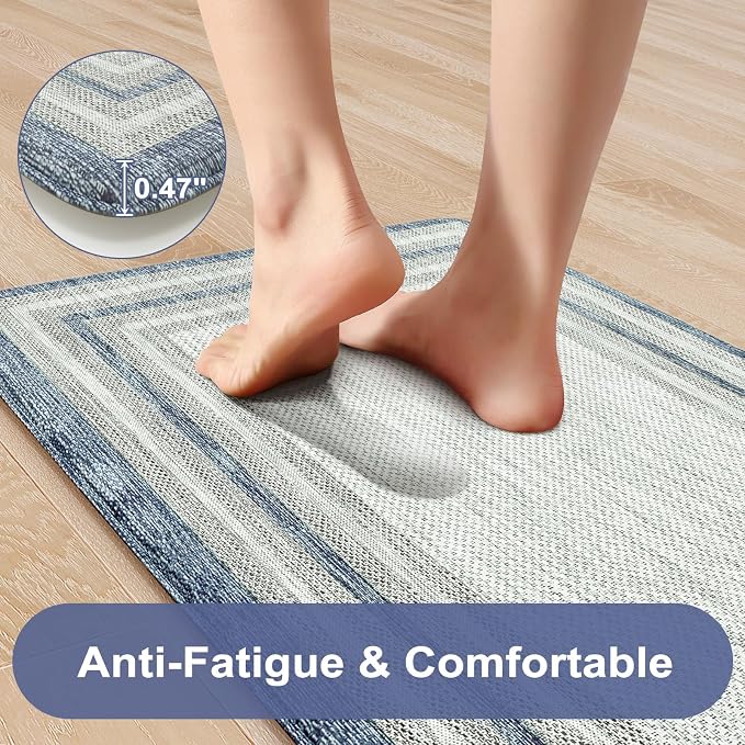 KIMODE Anti Fatigue Kitchen Mat 2PCS, Non-Skid Waterproof Kitchen Rugs - Image 2
