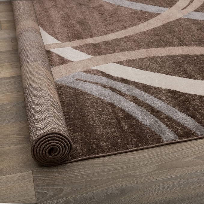Rugshop Modern Wavy Circles Design Runner Rug, Non-Shedding Carpet - Image 4