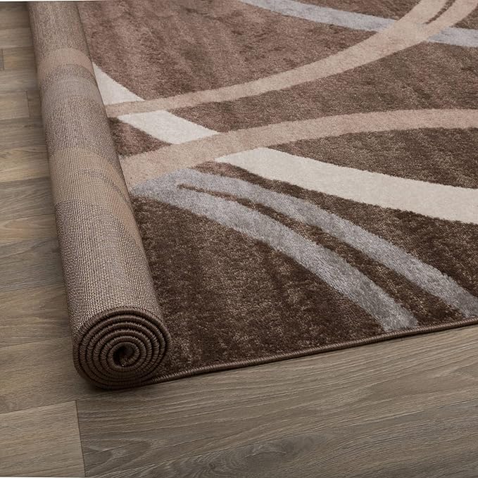 Rugshop Modern Wavy Circles Design Runner Rug, Fade-Resistant Carpet - Image 3