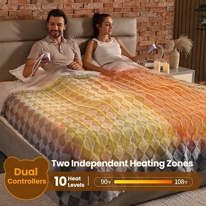 Bearhug Heated Blanket King Size 100" x 90" Dual Controller Electric Blanket - Image 3