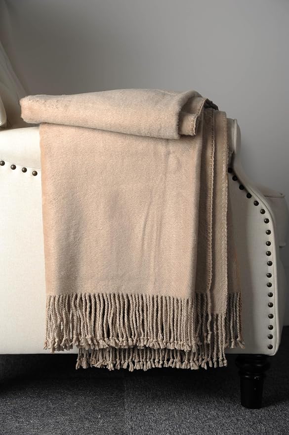 EP Mode Fringed Mulberry Silk Throw Blanket - Image 4