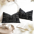 BlissBlush Black Decorative Lumbar Throw Pillow Covers 12X20, Boho Farmhouse by BlissBlush
