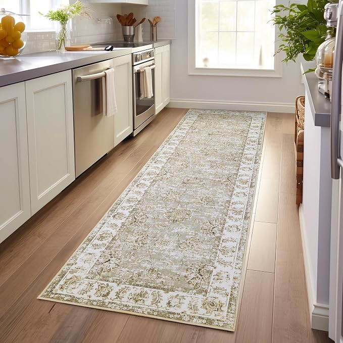 jinchan Fiora Hallway Runner Rug 3x8 Washable Runner by JINCHAN