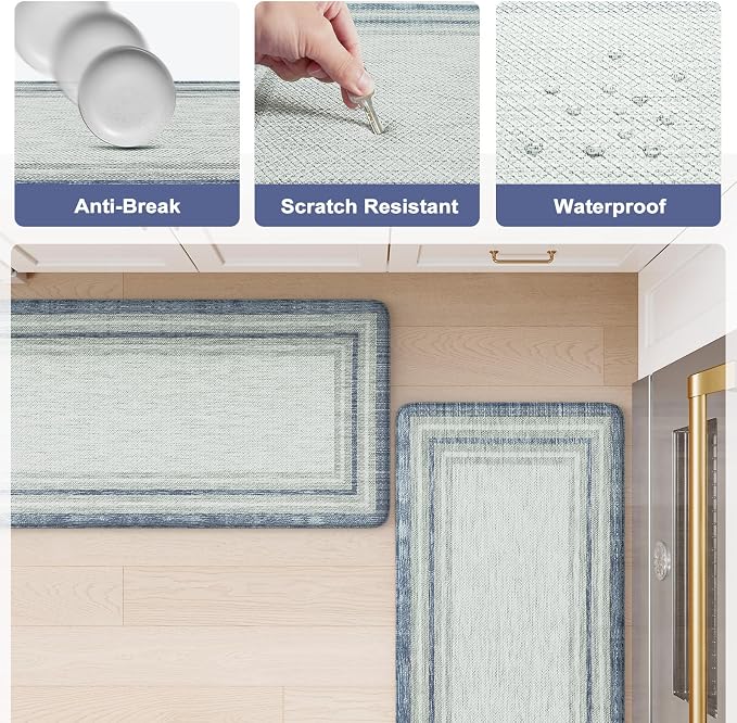 KIMODE Anti Fatigue Kitchen Mat 2PCS, Non-Skid Waterproof Kitchen Rugs - Image 7