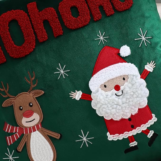 LUOYEHK Christmas Pillow Covers 18x18 Set of 2 Cute Santa Claus and Reindeer - Image 5