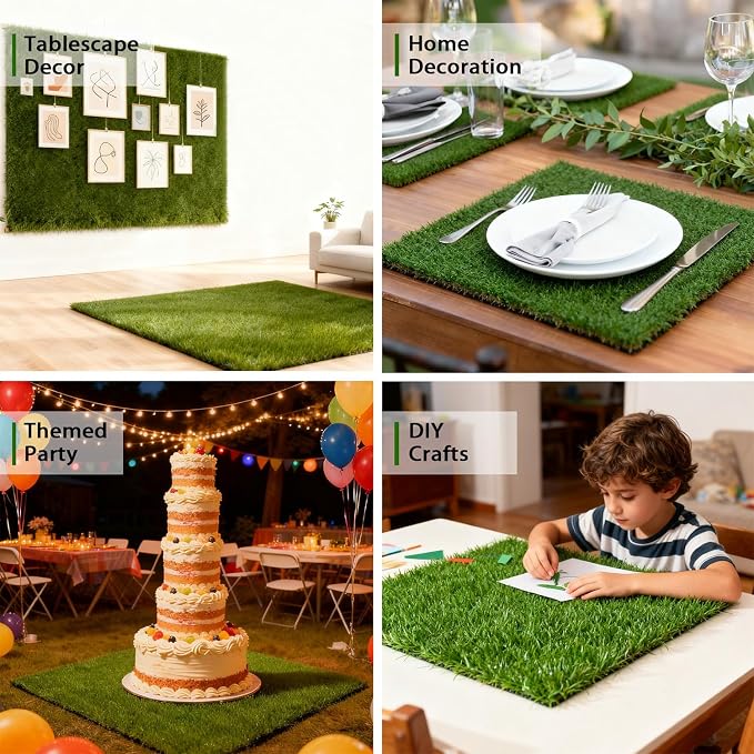 Artificial Grass Mat 12X12 in, 0.6 in Thick, FakeTurf Patch Tiles Indoor - Image 6