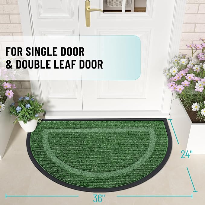 OLANLY Half Circle Door Mat Indoor Outdoor Entrance Welcome, Waterproof - Image 2