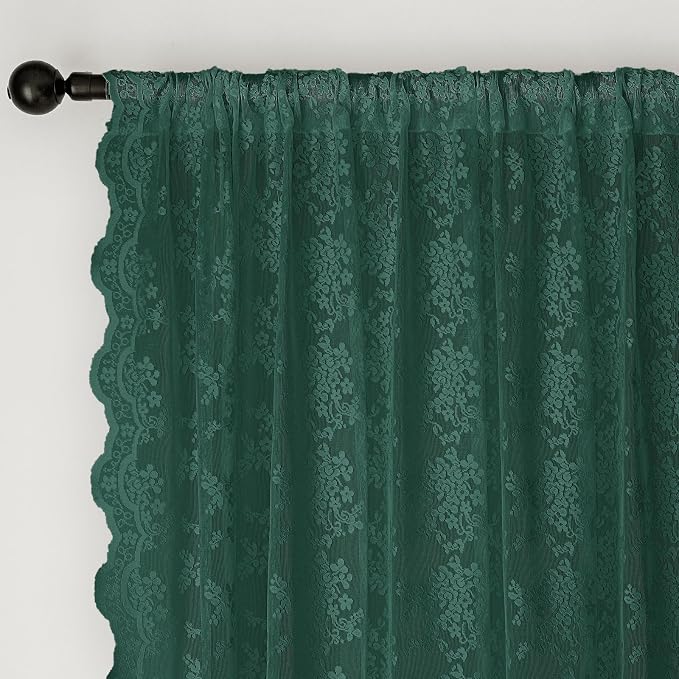 Anmao Vintage Lace Curtains 102 Inches Long 2 Panels, Romantic Semi Sheer - Image 6