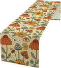 70's Boho Mushroom Table Runner, Retro Kitchen Groovy Hippie Funky Table Runner by ShiTingYu