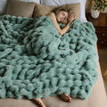 Lotus Karen Faux Fur Throw Blanket Sage Green by LotusKaren