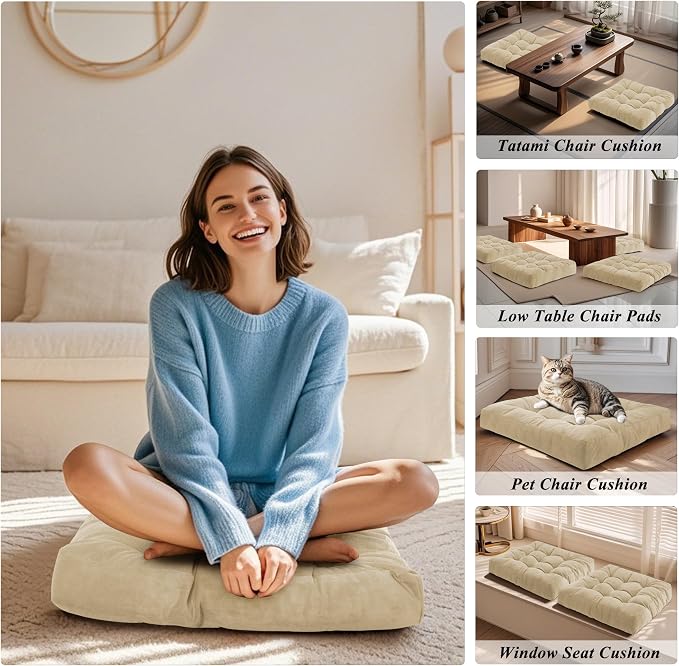 Meditation Floor Pillow 22×22 Inch 2 Pack Large Floor Cushions - Image 6
