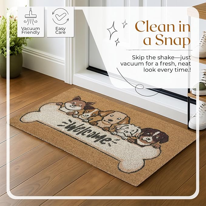 Coir Door Mats 17" X 30", Non-Slip Sturdy, PVC Backed Heavy Duty, 5 Welcoming - Image 8