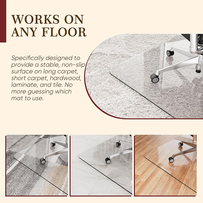 45"x45" Tempered Glass Office Chair Mat - Image 6