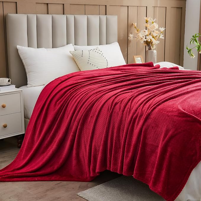 NEWCOSPLAY Super Soft Twin Blanket Red Premium Silky Flannel Fleece Leaves - Image 9