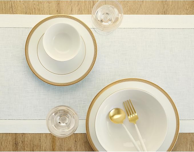 Solino Home Linen Ivory Table Runner 156 Inches Long - Image 3