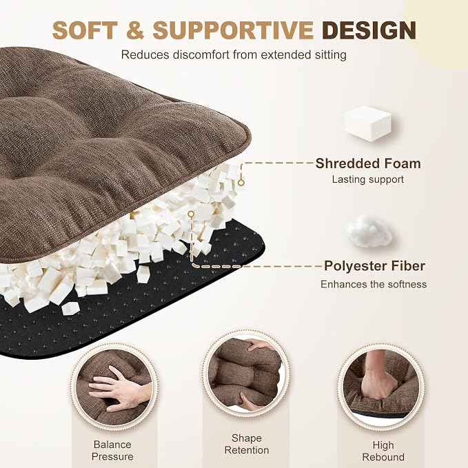 downluxe Indoor Chair Cushions for Dining Chairs, Tufted Overstuffed Textured - Image 3