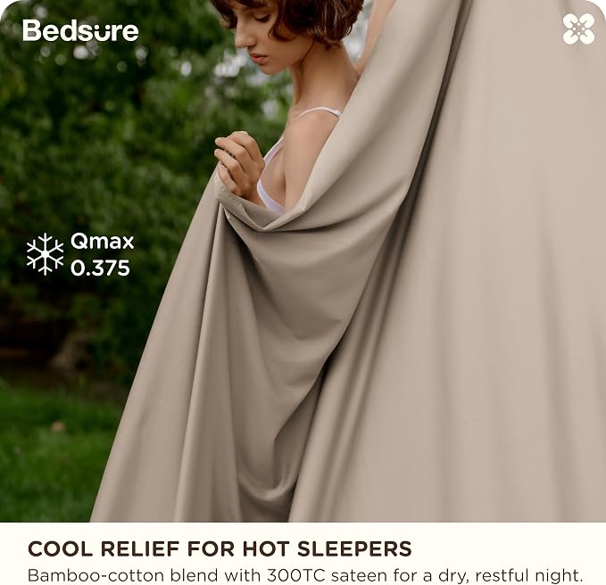 Bedsure Cooling Sheets, Rayon Derived from Bamboo & Cotton Blend, GentleSoft - Image 2