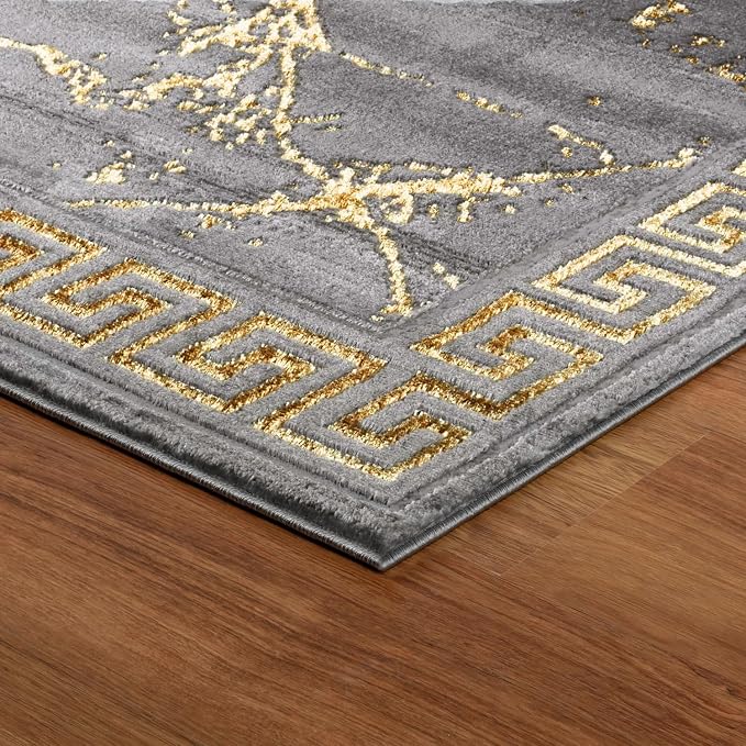 GLORY RUGS Area Rugs Marble 5X7 Grey Gold Carpet Modern Abstract Rug Living - Image 6