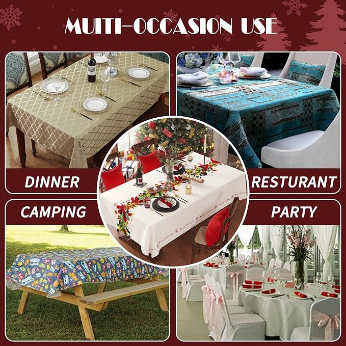 Christmas Rectangle Table Cloth, 100% Waterproof Tablecloth, Christmas - Image 6