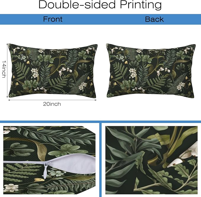 Spring Floral Throw Pillow Covers Set of 2 Green Herbs Botanical Pillow Covers - Image 2