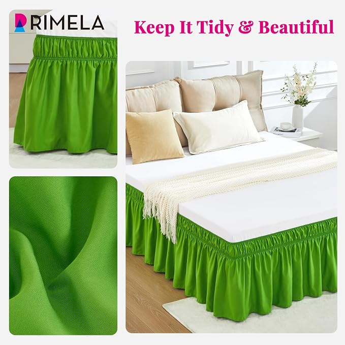 RIMELA Green Bed Skirt King Size 18 Inch Drop, Elastic Bed Skirting - Image 7