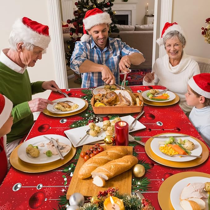 Jectivs 1Pieces Merry Christmas Tablecloth Plastic Christmas Tree Ball Table - Image 5