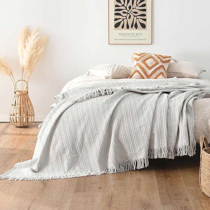 100% Cotton Waffle Queen Blanket by HORIMOTEHOME