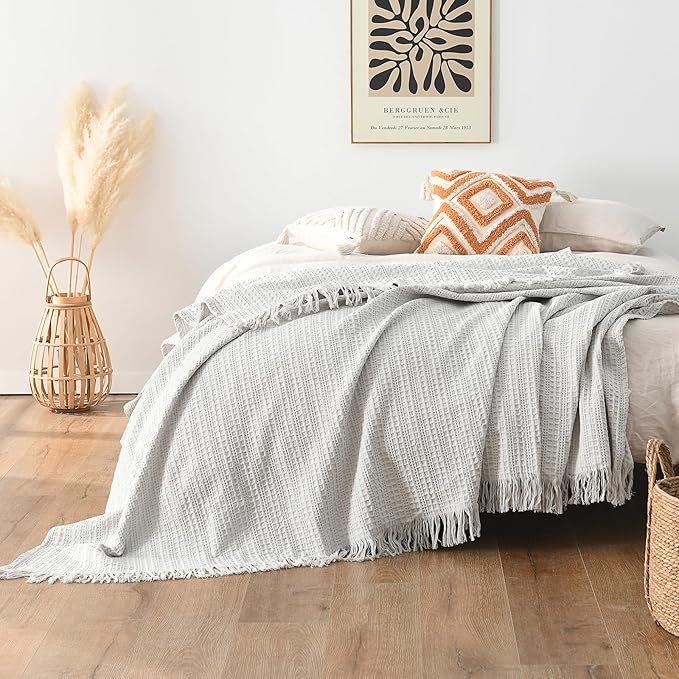 100% Cotton Waffle King Blanket by HORIMOTEHOME