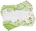 Ambesonne Green Flower Place Mats Set of 4, Blossoming Abstract Elements Swirls by Ambesonne