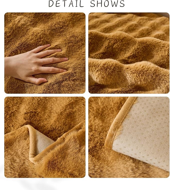 Faux Fur Couch Cover Fuzzy Soft Plush Thick Bubble Sofa Cover Luxury Sectional - Image 6