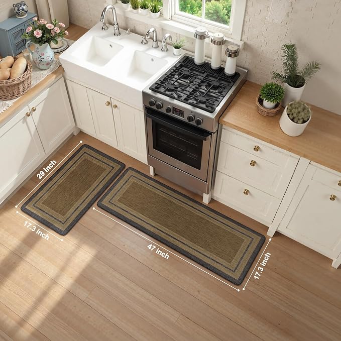 KIMODE Anti Fatigue Kitchen Mats 17"x47"+17"x29", Farmhouse Kitchen Rugs Sets - Image 2