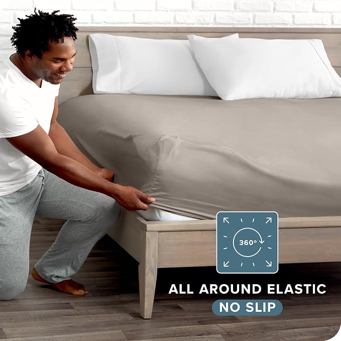 Bare Home Fitted Bottom Sheet Queen Size - Image 3