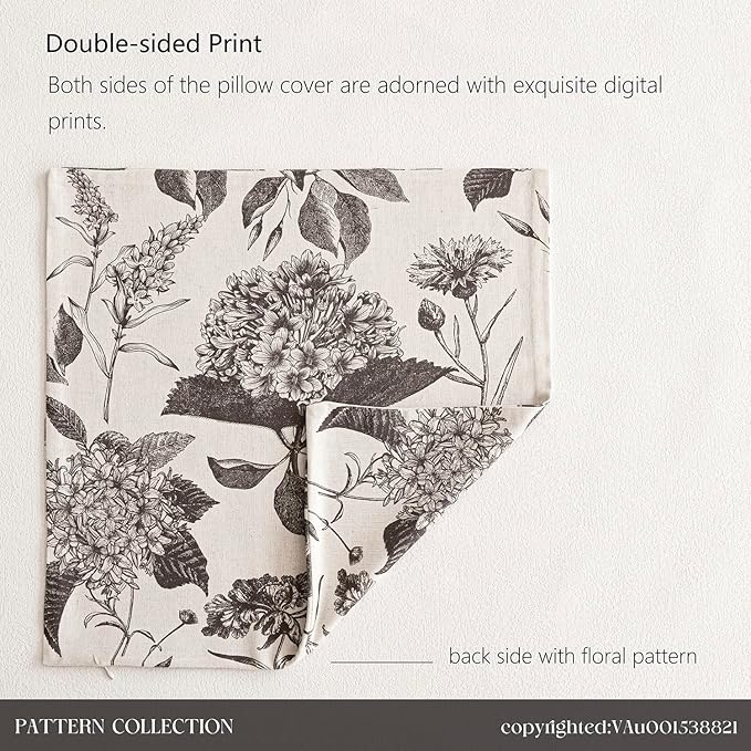 Foindtower Set of 2 Linen Floral Vintage Throw Pillow Covers Neutral Accent - Image 7