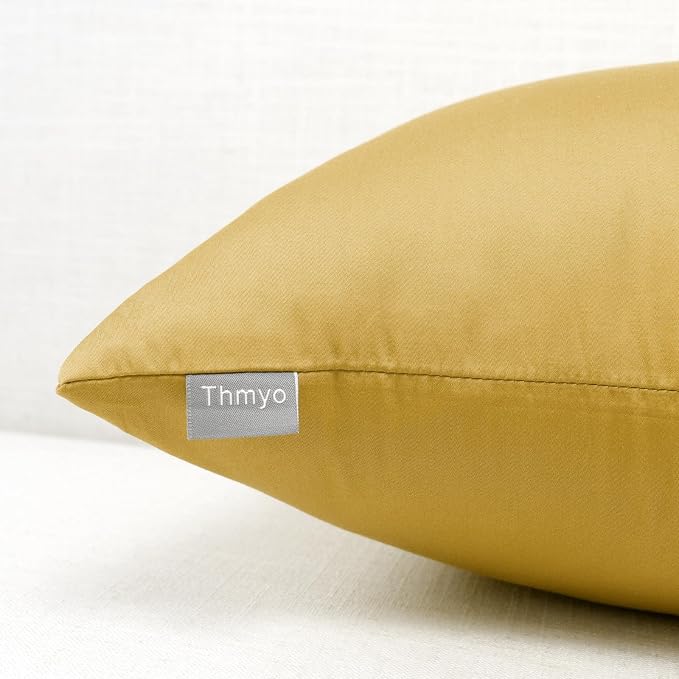 4-Pack 100% Cotton Comfortable Solid Decorative Throw Pillow Case, Thmyo Square - Image 8