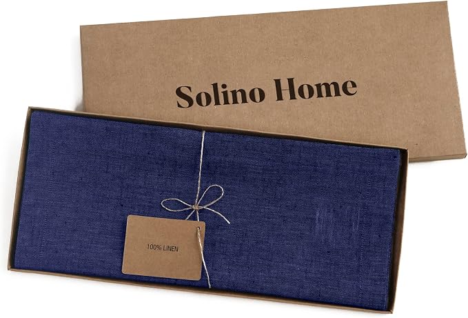 Solino Home Linen Chambray Navy Table Runner 108 Inches Long - Image 5