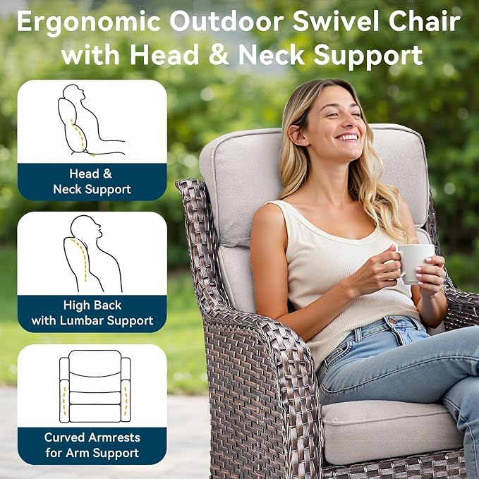 Outdoor Chair Cushions Set of 2-22 x 25 Inch Fade Resistant Patio Chair - Image 8