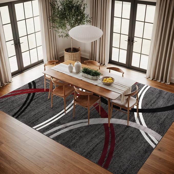 Rugshop Modern Wavy Circles Design Non-Shedding Area Rug, Carpet - Image 8