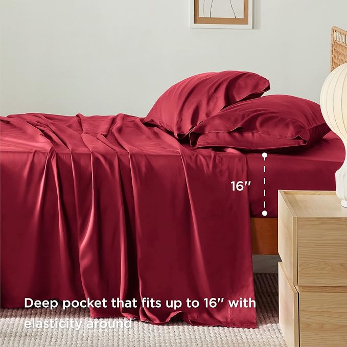 Bedsure Queen Sheet Set, Rayon Derived from Bamboo, Cooling Sheets, Breathable - Image 3