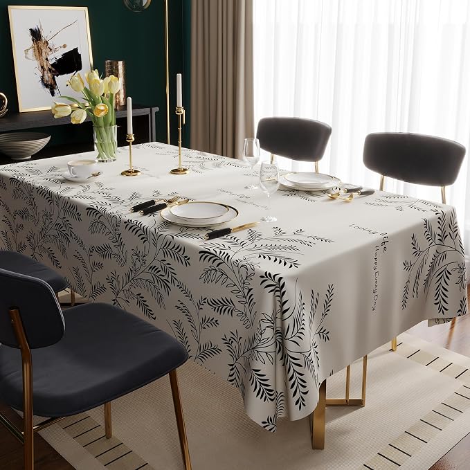 Rectangle Table Cloth, 100% Waterproof Tablecloth OilProof SpillProof Vinyl - Image 8